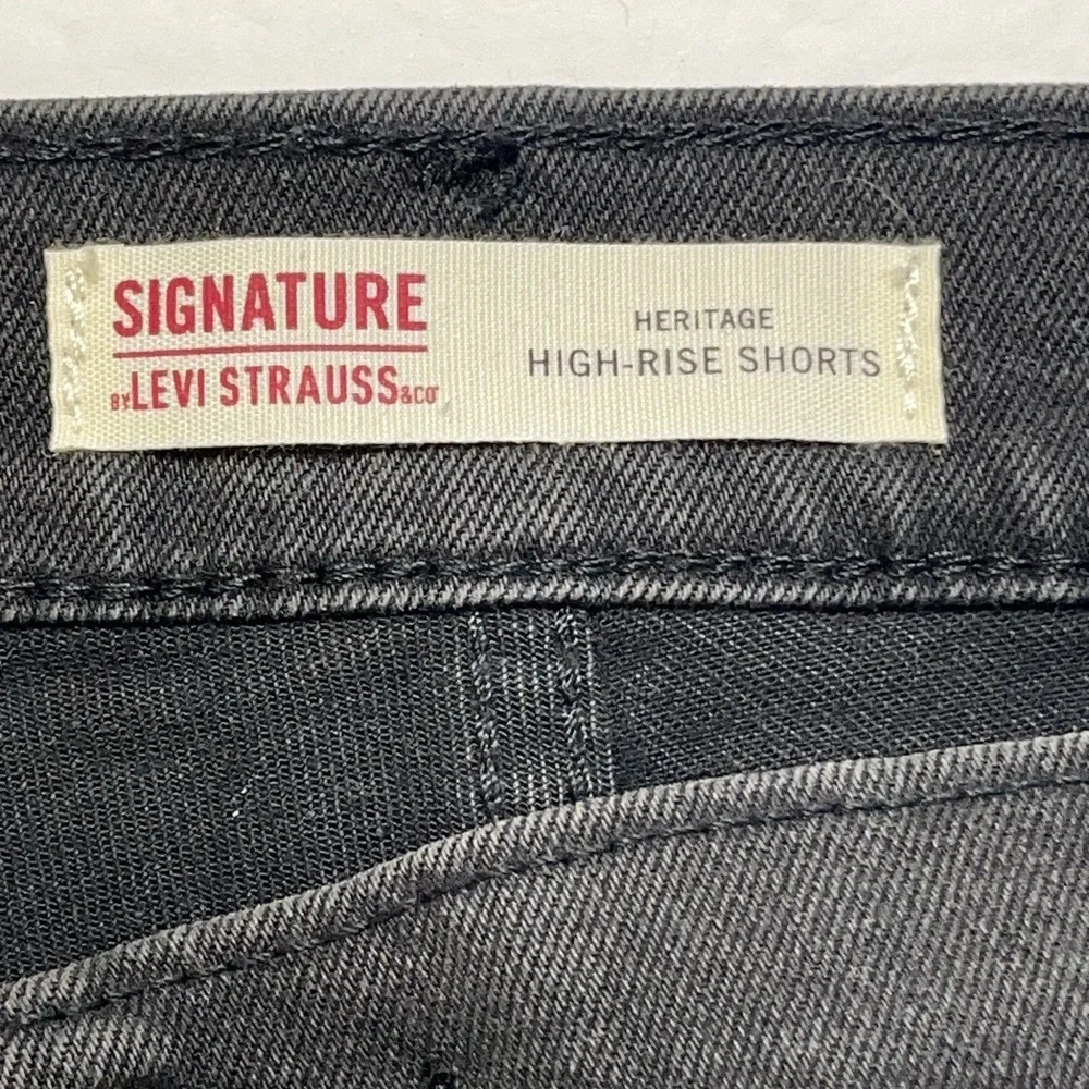 Signature Levi Strauss‎ & Co. Black/Gray Heritage High Rise Denim Jean Shorts 14